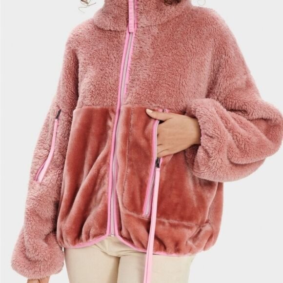 UGG Marlene Teddy Jacket in Vintage Rose Pink Cozy Warm Size Small - Picture 6 of 15